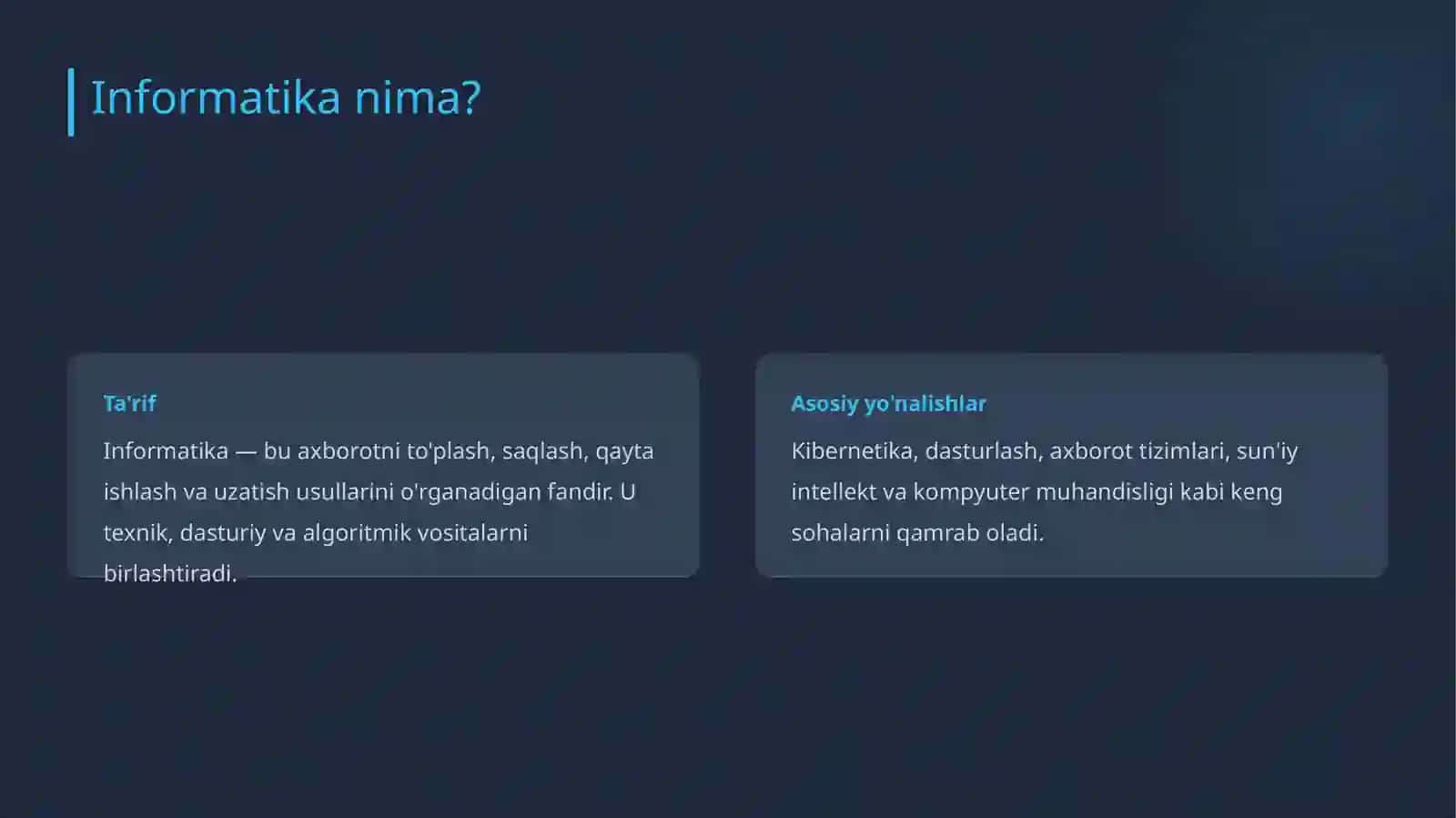 Informatika va raqamli texnologiyalar haqida 3