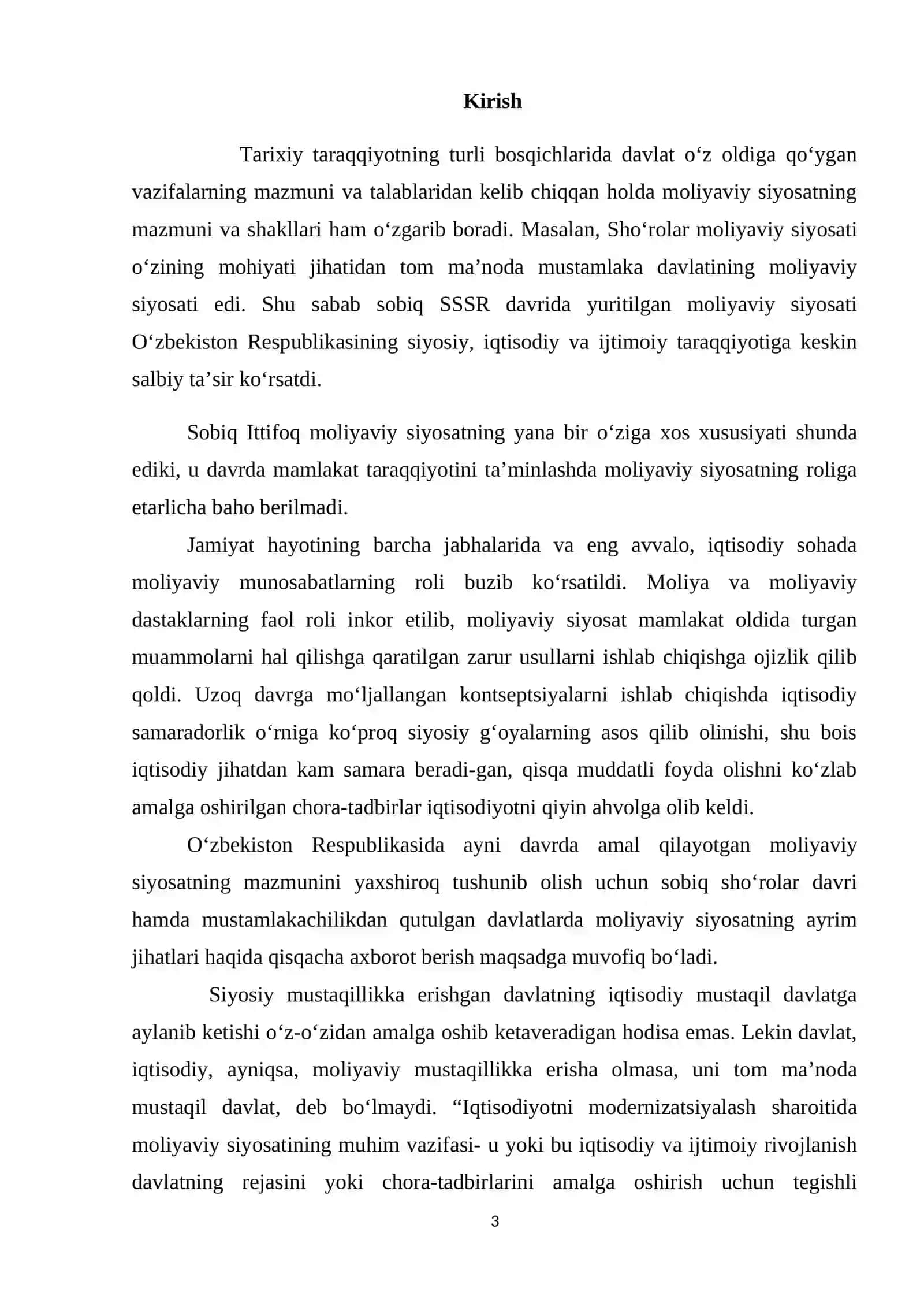 Iqtisodiyotni modernizatsiyalash sharoitida O‘zbekistonda amalga oshirilayotgan moliya siyosatning ustuvor yo‘nalishlari 3