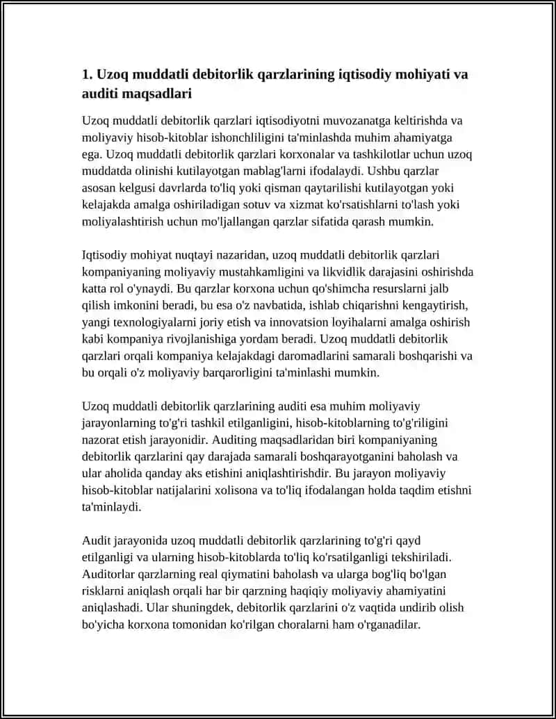 Uzoq muddatli debitorlik qarzlari auditi 3
