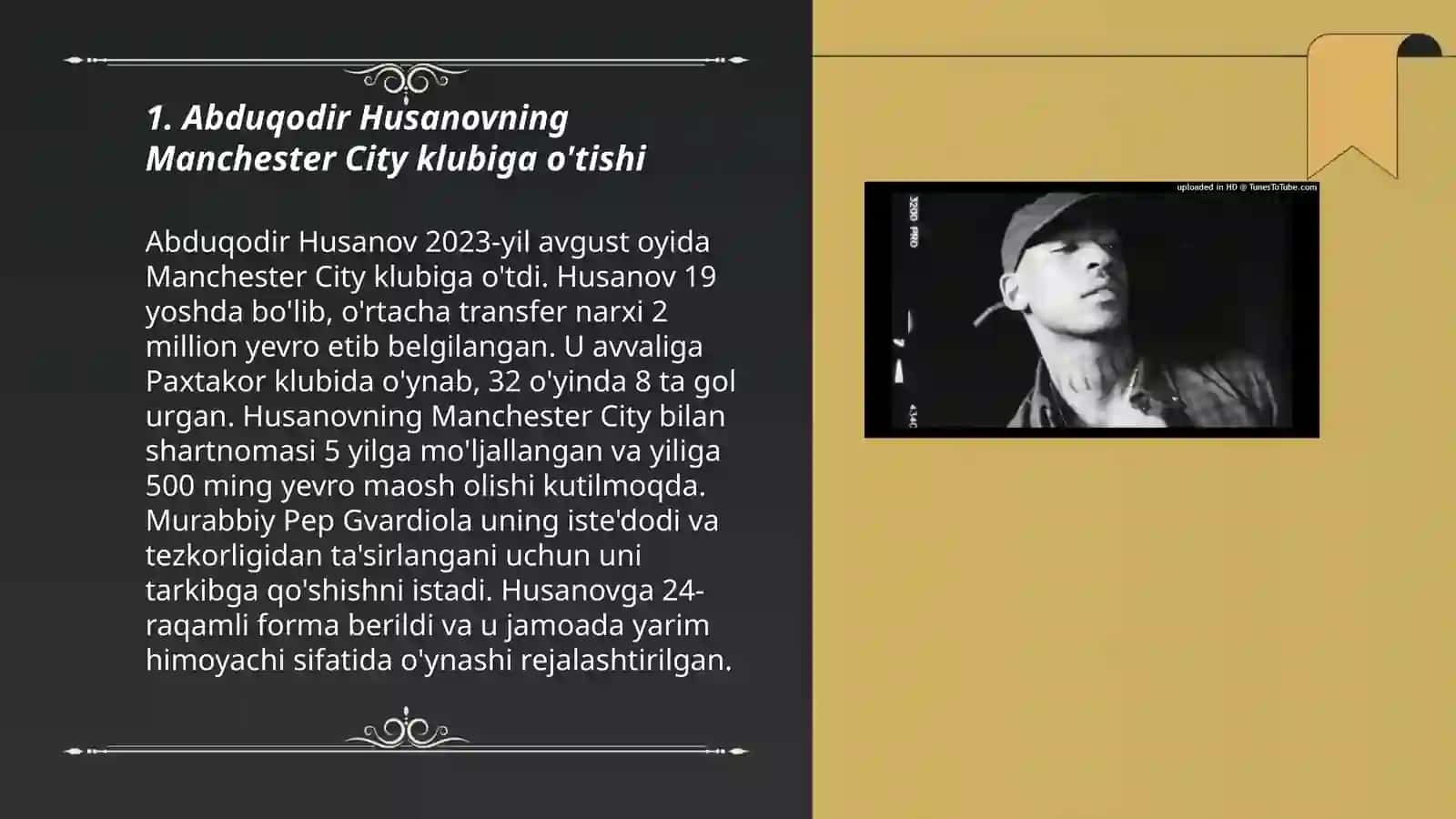 Abduqodir Husuanov Man city klubida 3