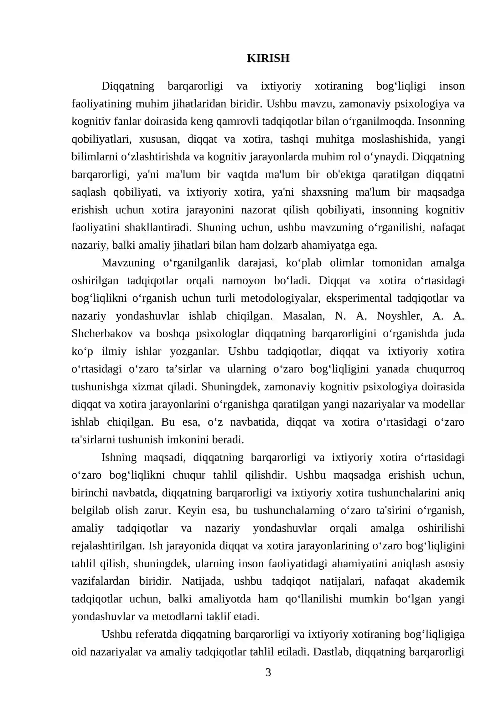 Diqqatning barqarorligi va ixtiyoriy xotiraning bog‘liqligi 3