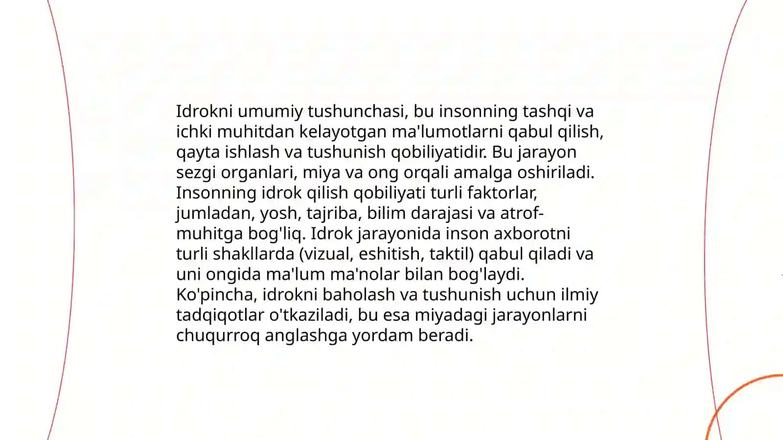 Idrok haqida tushuncha vauning xususiyatlari 3