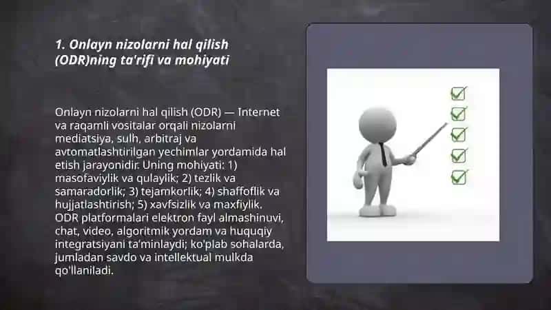 Onlayn nizolarni hal qilish (ODR) ta'rifi va mohiyati 3