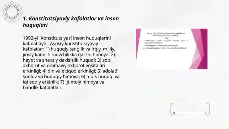 Yangi Oʻzbekistonda inson haq huquqlari va erkinliklari kafolatining yaratilishi 3