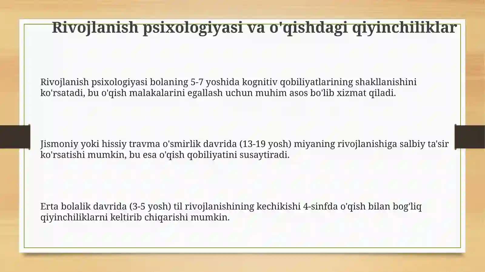 Rivojlanish psixologiyasi va o'qishdagi qiyinchiliklar 3
