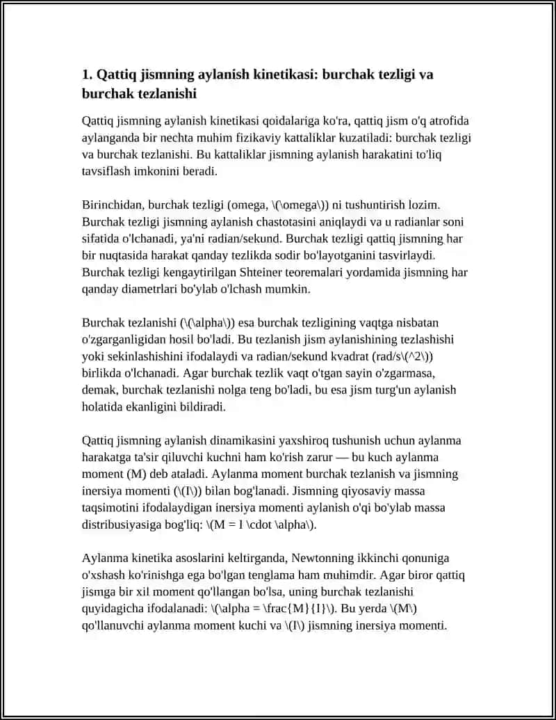 QATTIQ JISIMNING AYLANMA HARAKAT DINAMIKASI 3