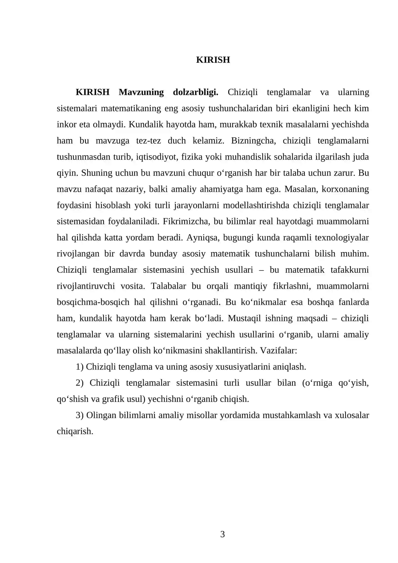 Chiziqli tenglamalar Chiziqli tenglamalar sistemasi 3