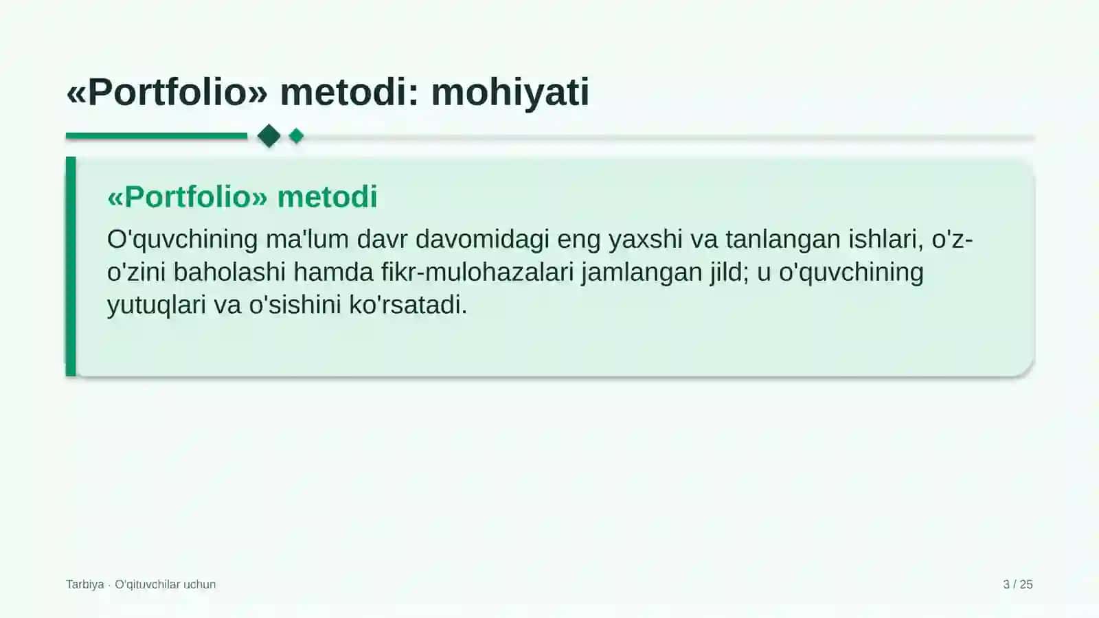 tarbiya darslarida portfolio metodidan foydalanish 6768 3