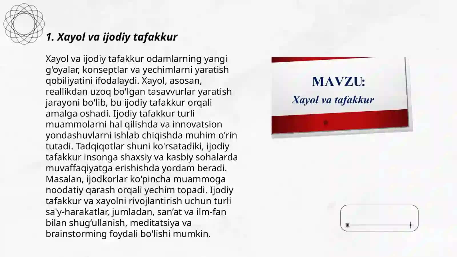 Xayol va ijodiy tafakkur 3
