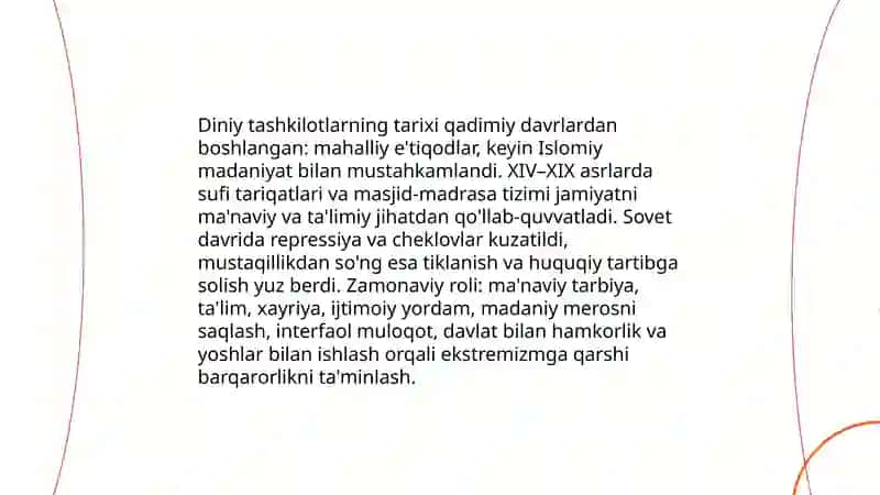 Diniy tashkilotlar faoliyati mavzusida essе tayyorlash 3