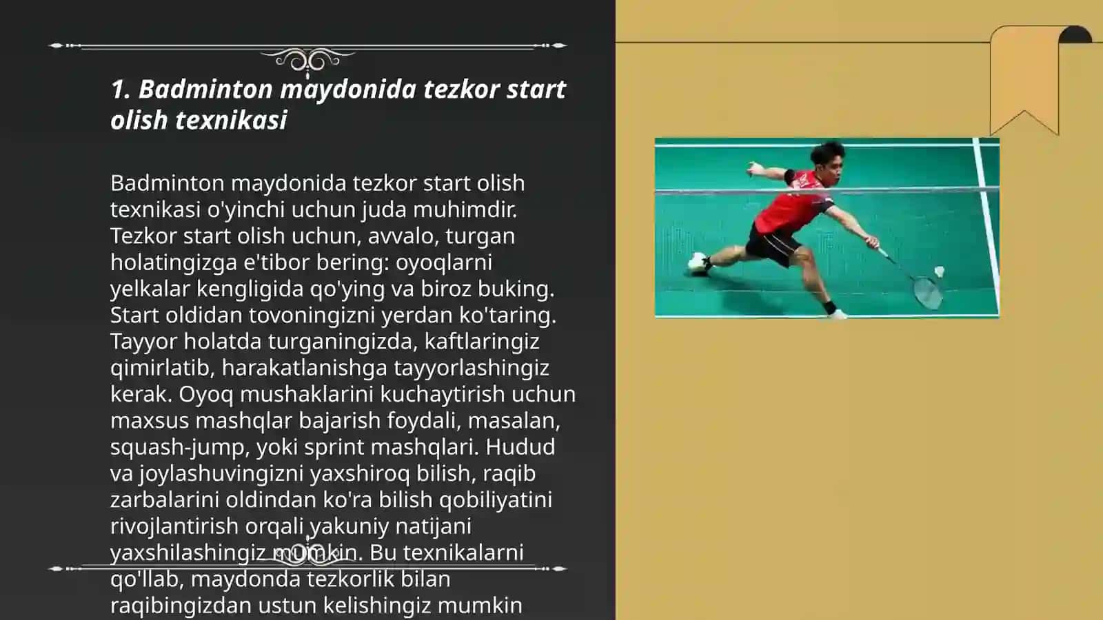 Badminton Sport Turida Maydon Bòylab Harakatlanish Texnikasi 3