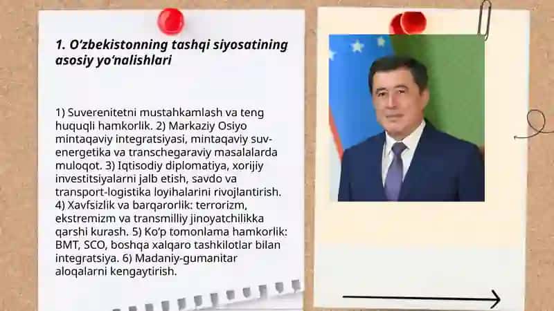 O‘zbekistonning xalqaro aloqalari va jahon hamjamiyatidagi o‘rni 3
