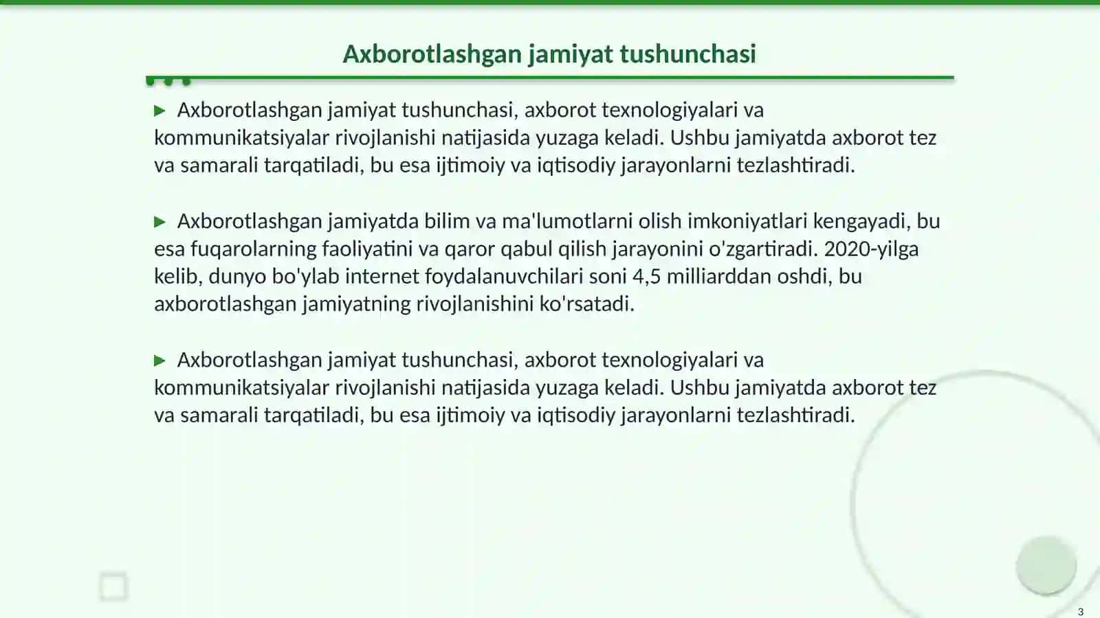 Axborotlashgan jamiyat va uning istiqbollari 3