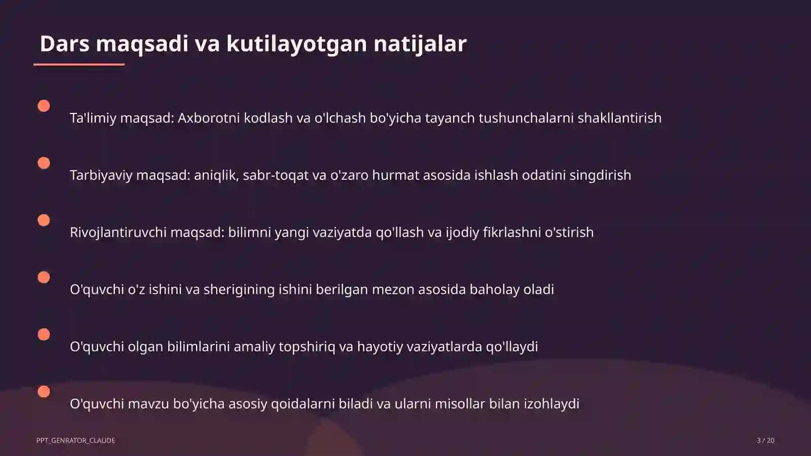 Axborotni kodlash va o'lchash (7-sinf) 3
