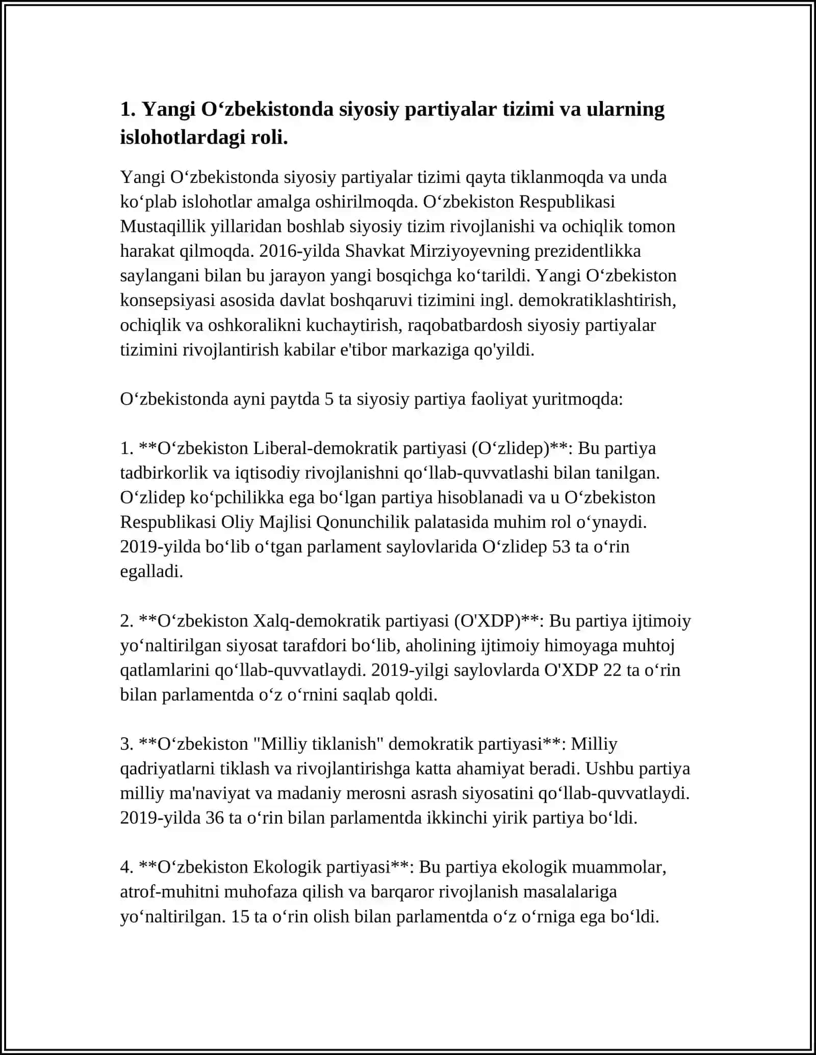 YANGI OʻZBEKISTONDA IJTIMOIY - SIYOSIY, IQTISODIY VA MADANIY OʻZGARISHLAR 3