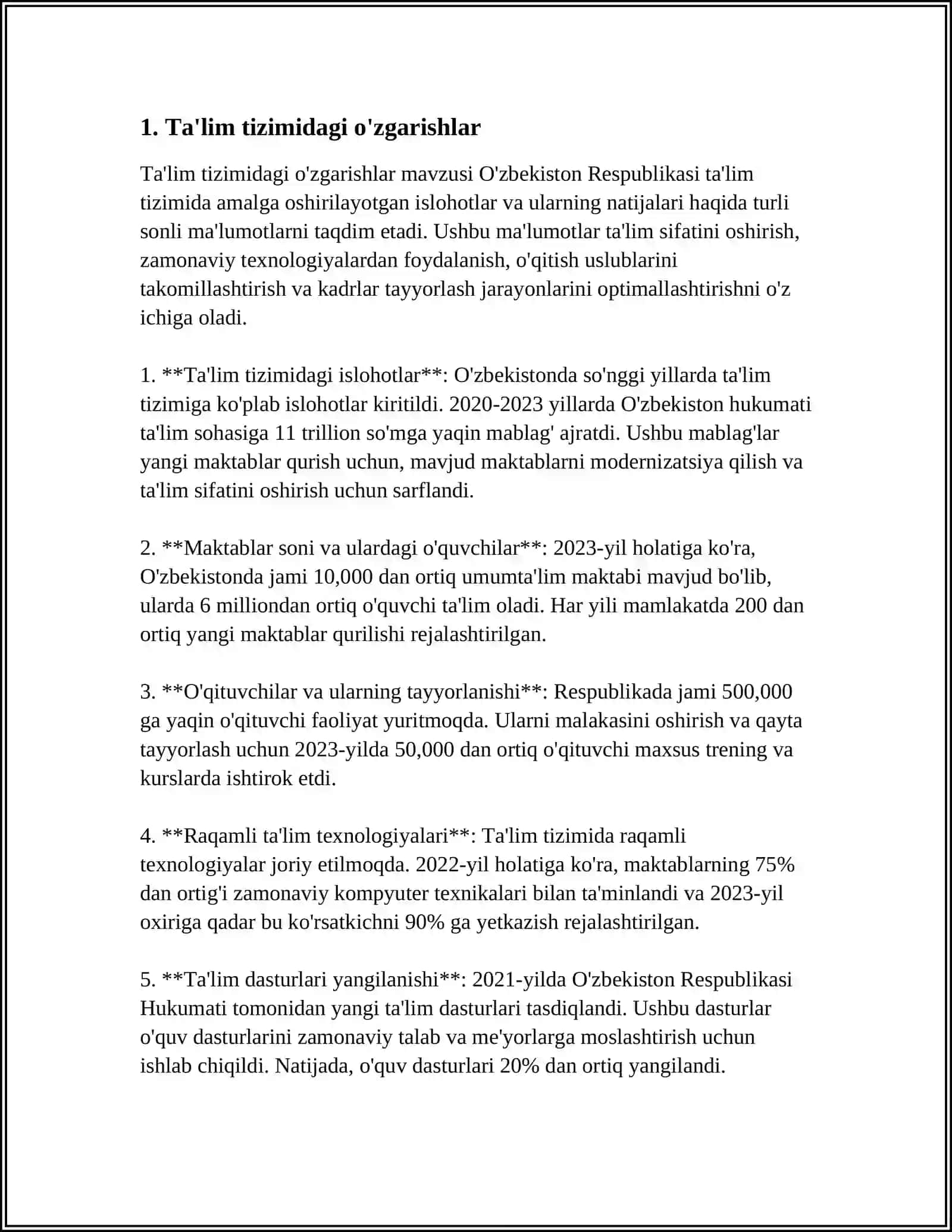 OʻZBEKISTONDA IJTIMOIY SOHADA AMALGA OSHIRILAYOTGAN OʻZGARISHLAR MAZMUN VA MOHIYATI 3