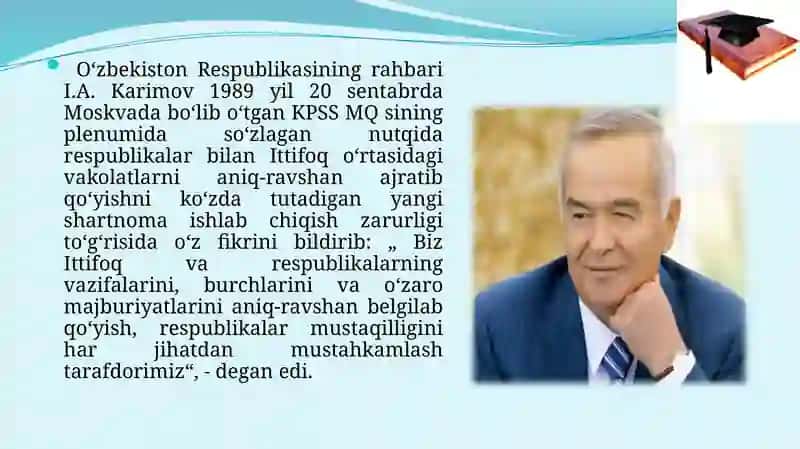 O'zbekiston mustaqillie’lonqilinish va xalqaro maydonda tanolinishi 3