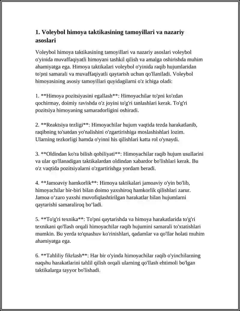 Voleybol himoya taktikasi 3