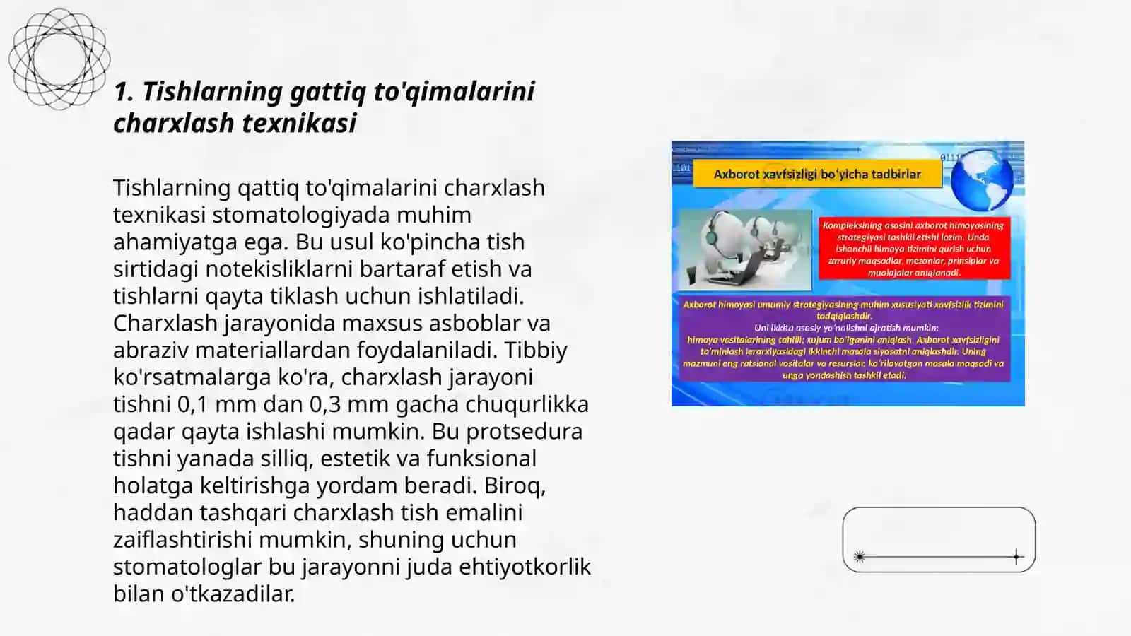 Tishlarning gattiq to' qimalarini charxlash usuli (texnikasi) 3