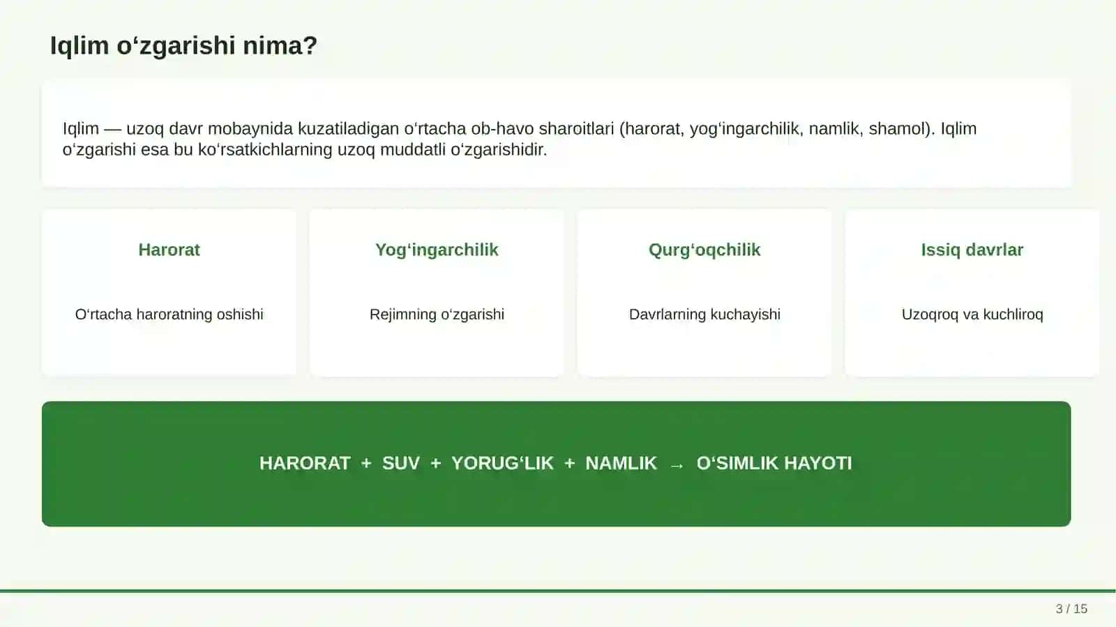 O‘SIMLIKLARNING IQLIM O‘ZGARISHIGA MOSLASHUVI VA EKOLOGIK AHAMIYATI 3
