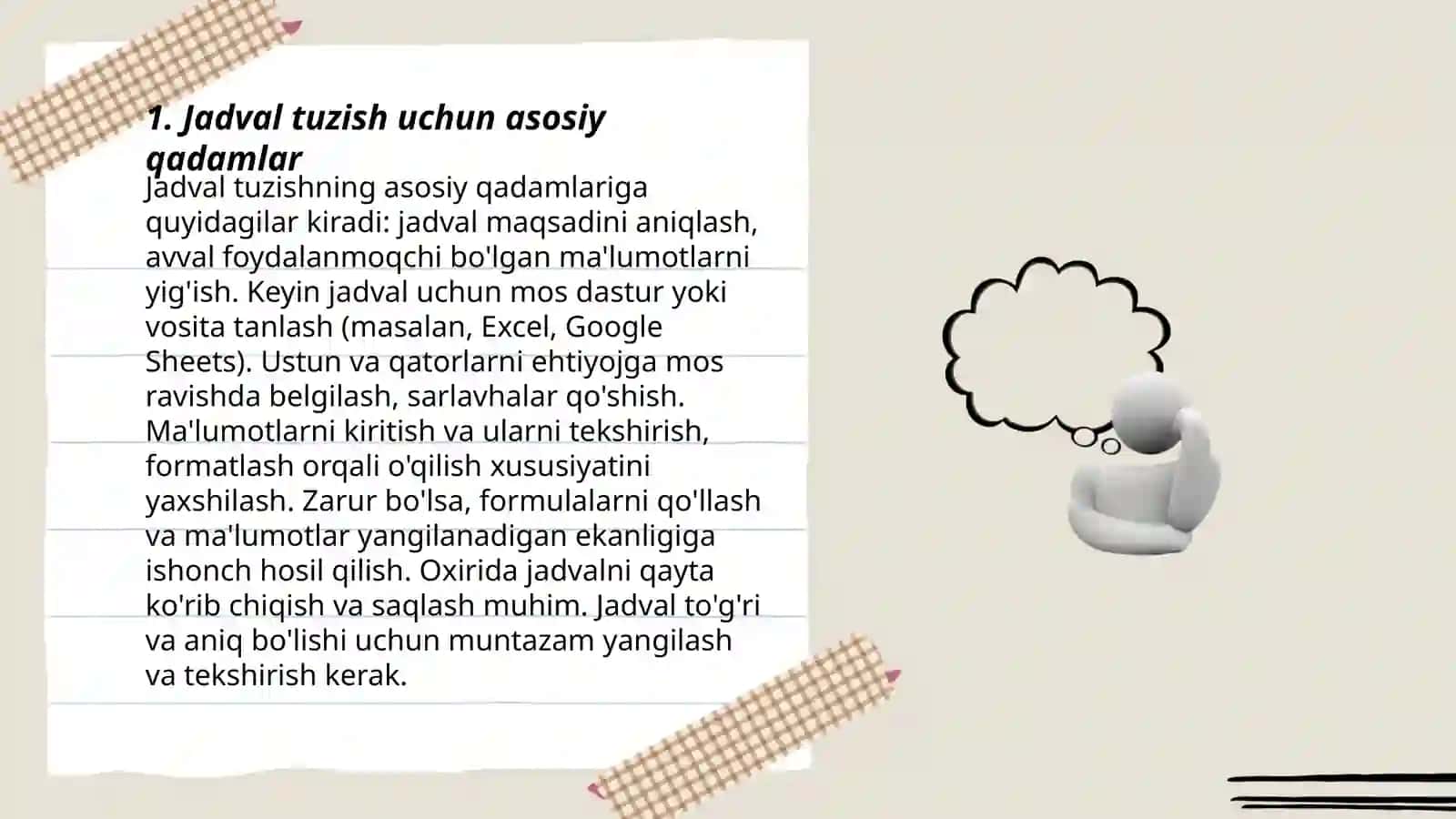 Matn muharriri yordamida jadvallar yaratish. Jadvallar va ular ustida ishlash 3