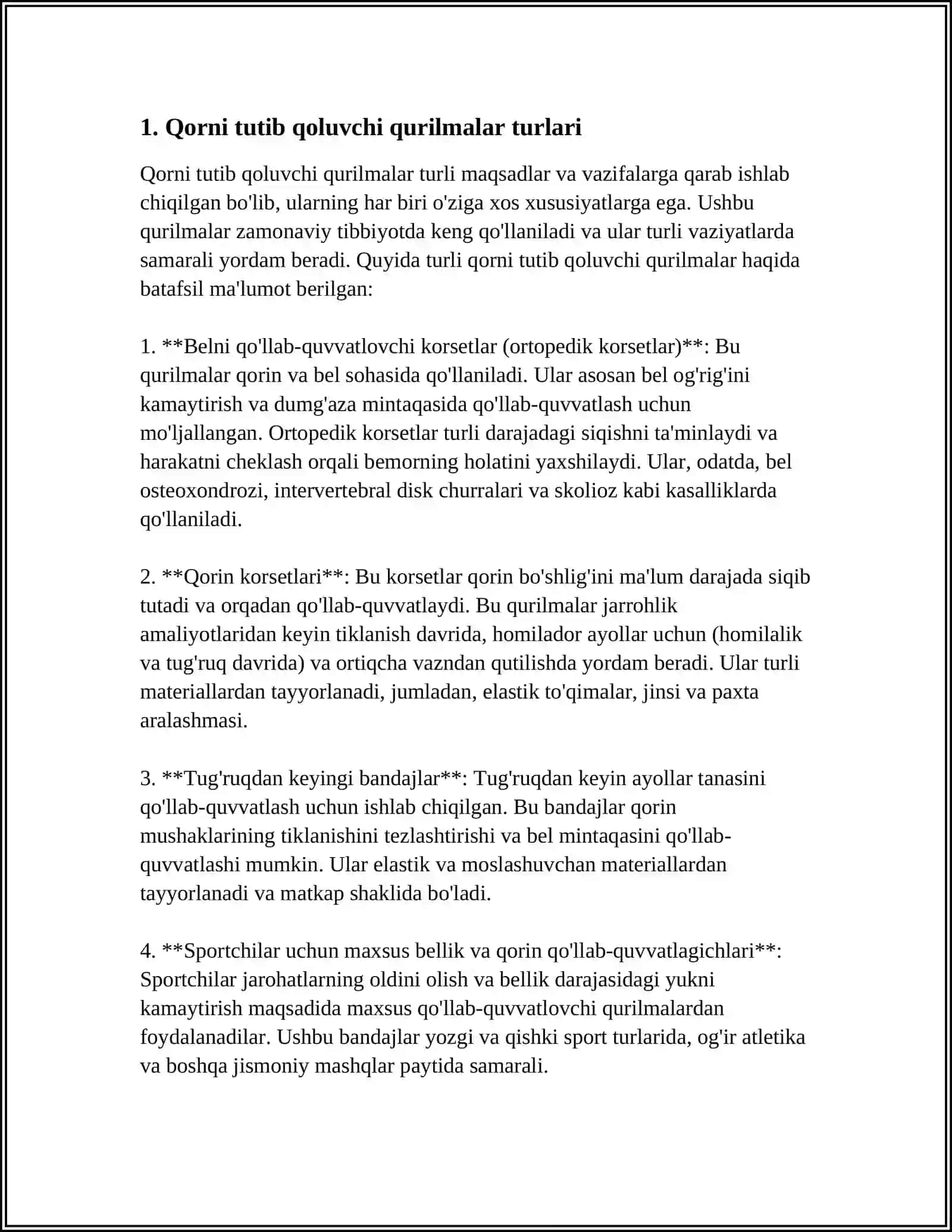 QORNI TUTIB QOLUVCHI QURILMALAR VA TO'SIQLAR TURLARI 3
