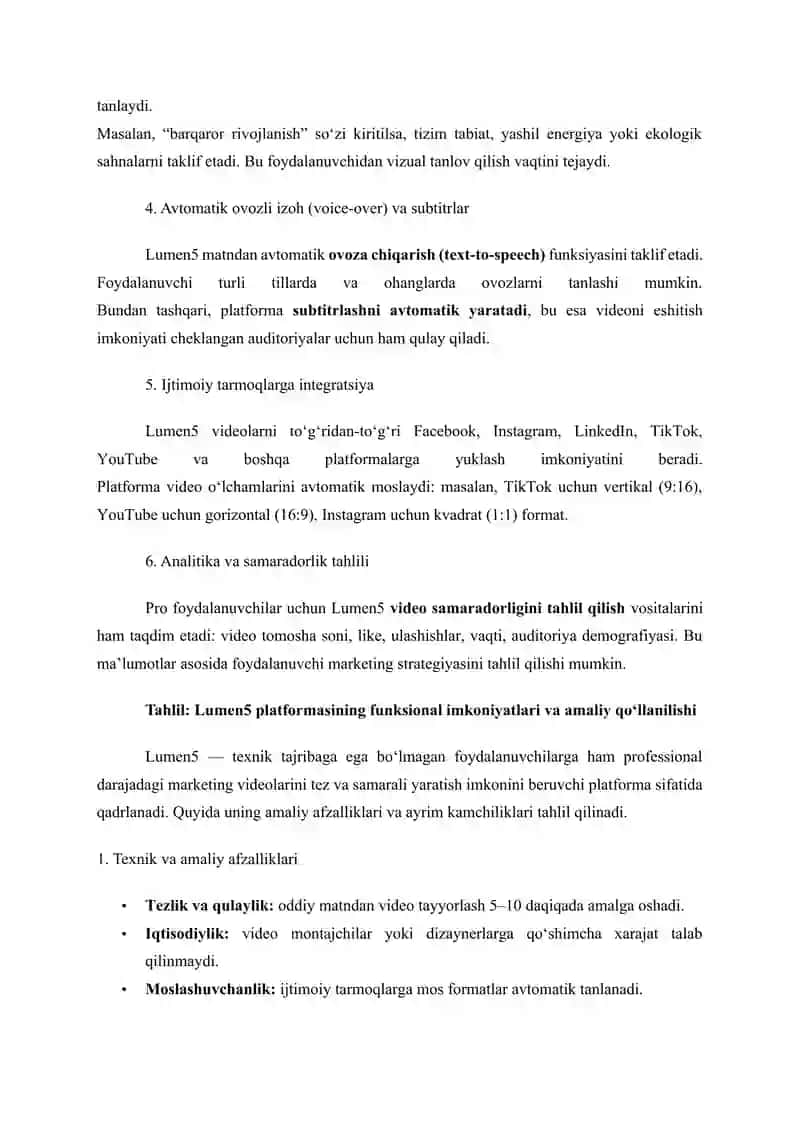 Mavzu: Lumen5 PLATFORMASI 3