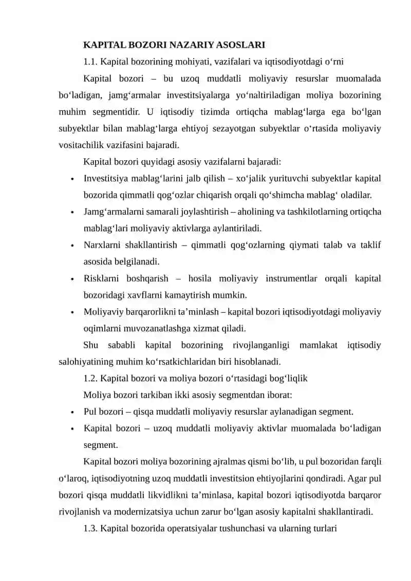 Kapital bozoridagi operatsiyalar 3