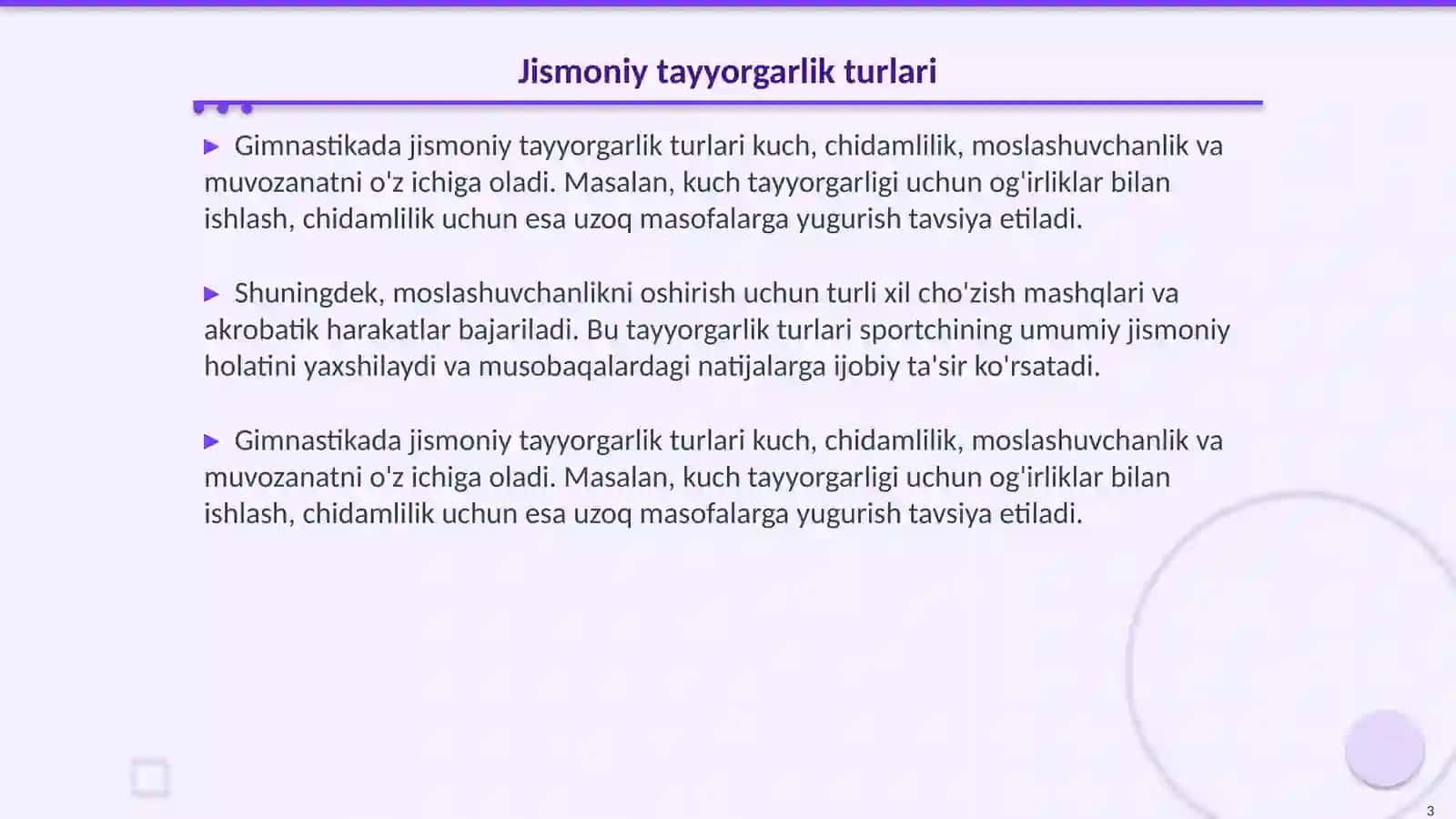 Gimnastikada tayyorgarlik (jismoniy, ruhiy) turlarining oʻrni 3