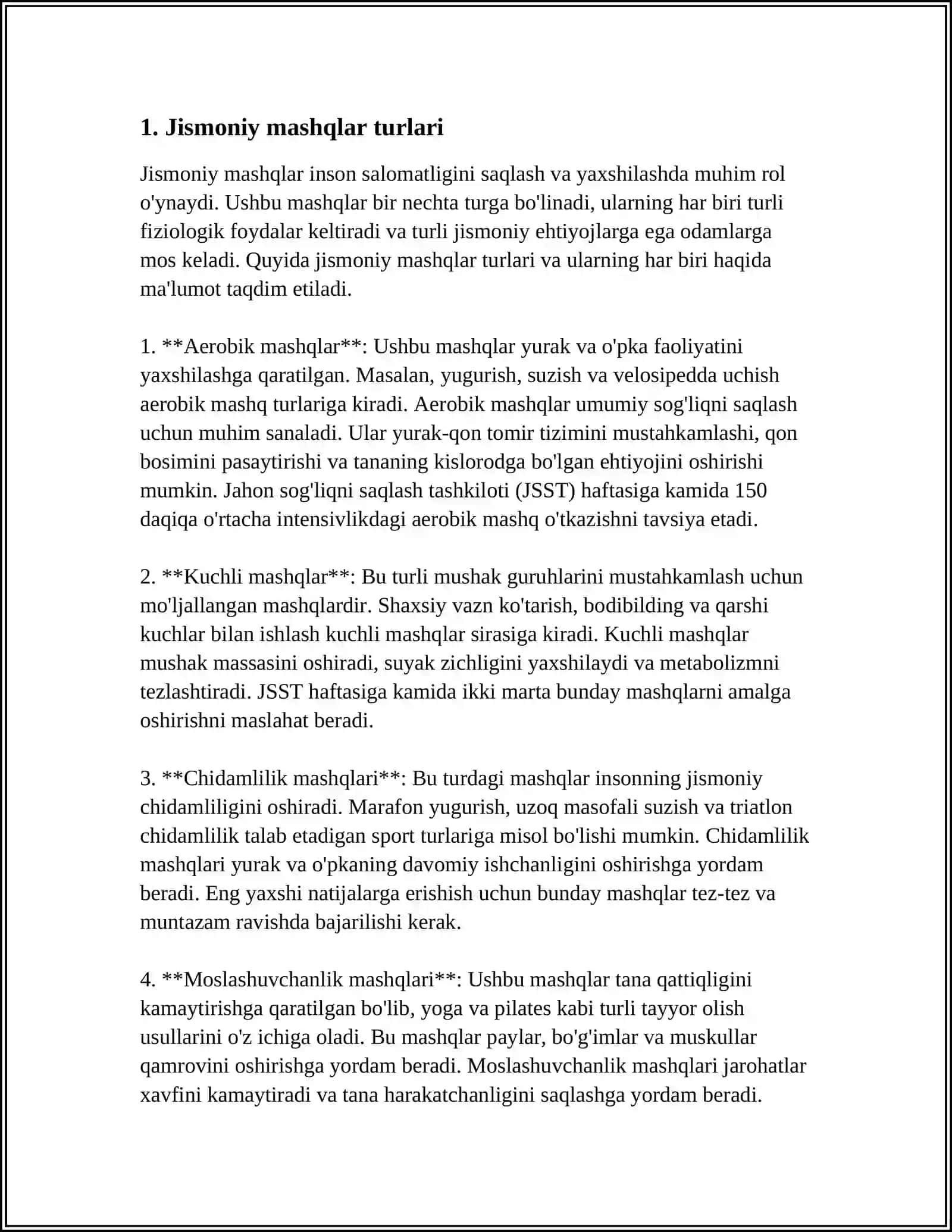JISMONIY MASHQLAR. ULARNING OʻZIGA XOS BELGILARI. MASHQLAR TEXNIKASI 3