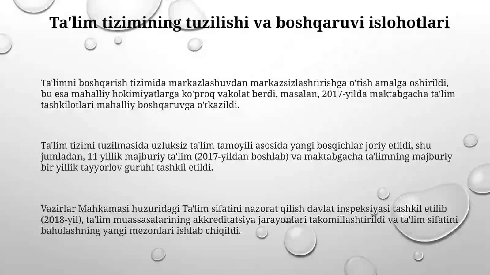 Mustaqillik yillarida O'zbekiston Respublikasi ta'lim sohasida amalga oshirilgan islohotlar 3