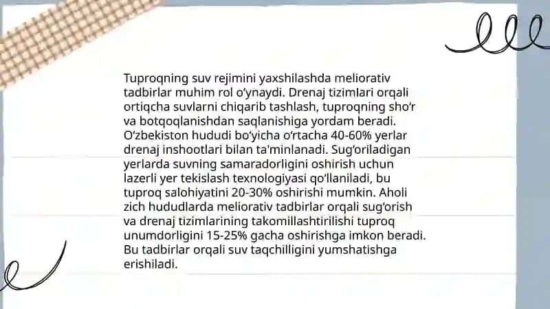 Tuproqning suv havo issiqlik va ozuq rejimlarini yaxshilash ilmiy maqolalarni sharhi 3