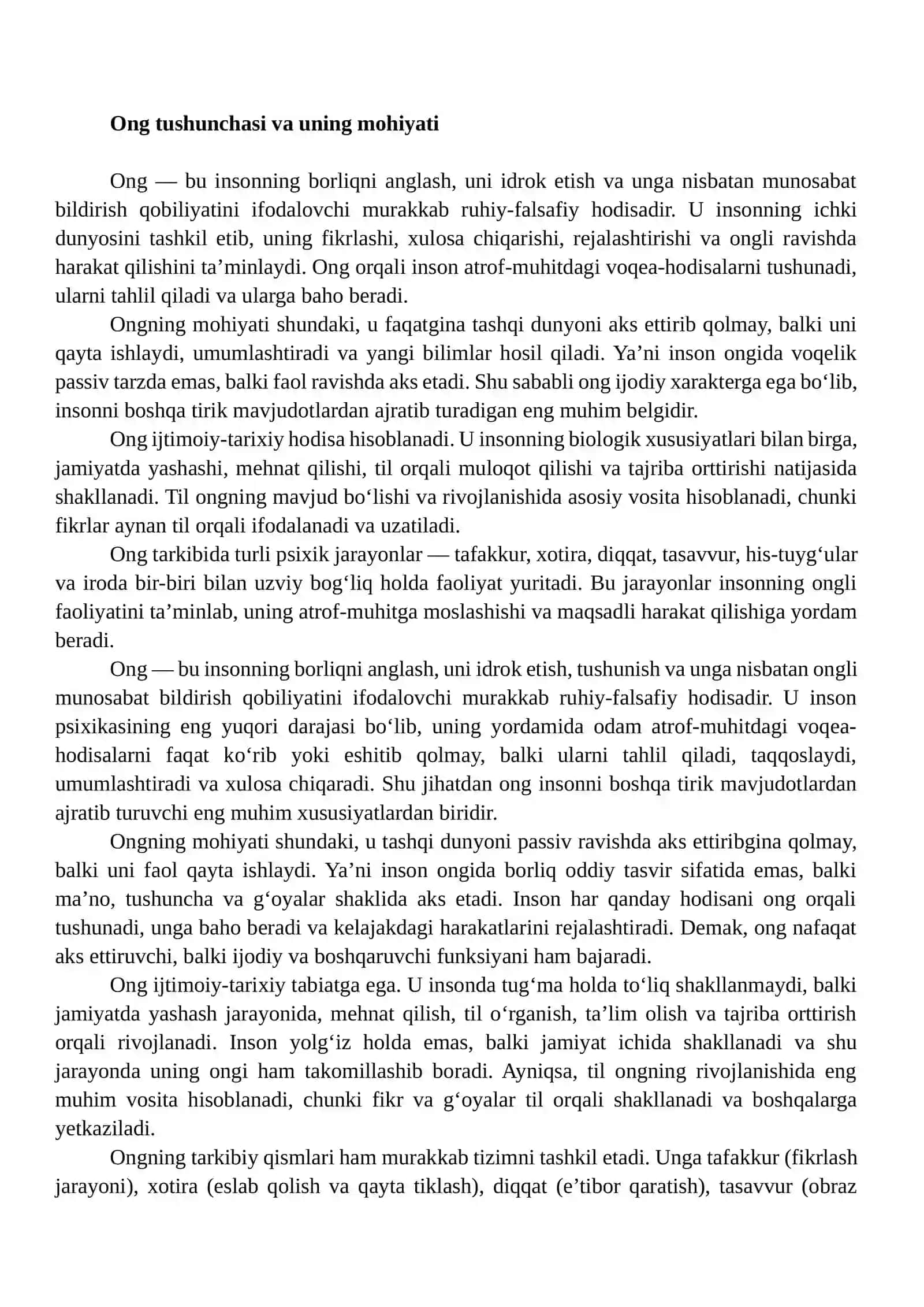 Ong tushunchasi va ong shakllari 3