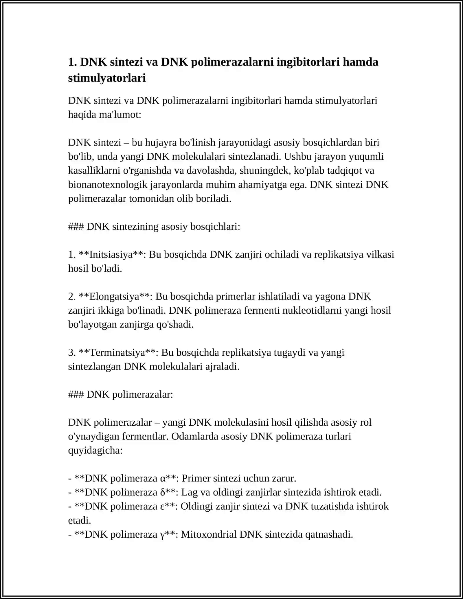 NUKLEIN KISLOTALAR, OQSIL SINTEZINING STIMULYATOR VA INGIBITORLARI 3
