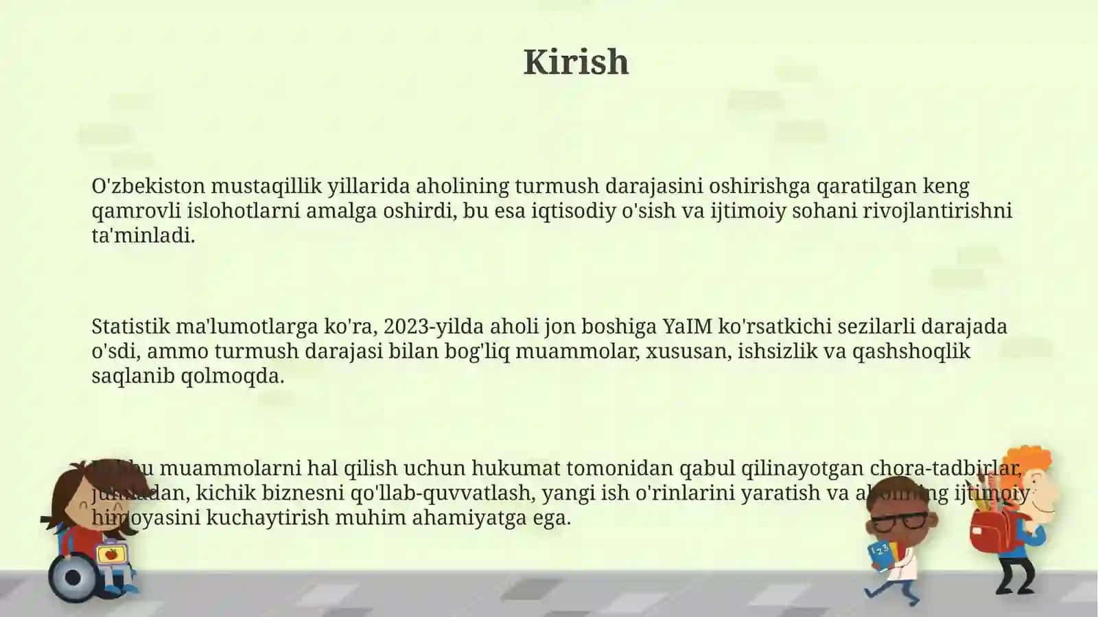 O'zbekiston Respublikasi Aholi Turmush Darajasi Muammolari 3
