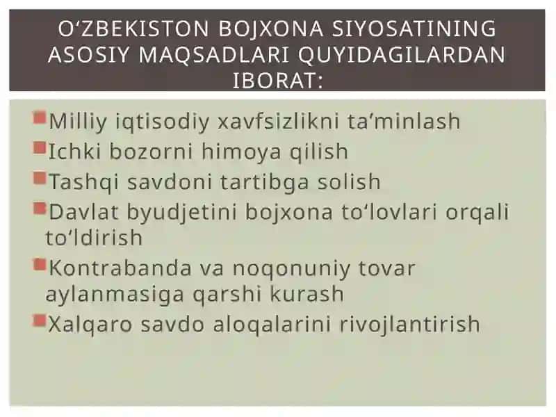 Oʻzbekiston Respublikasining bojxonasiyosati 3