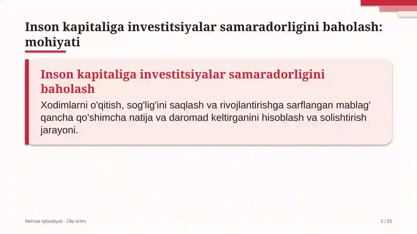 Kredit byurolarida insonga qilingan investitsiyalar samaradorligini baholash 3