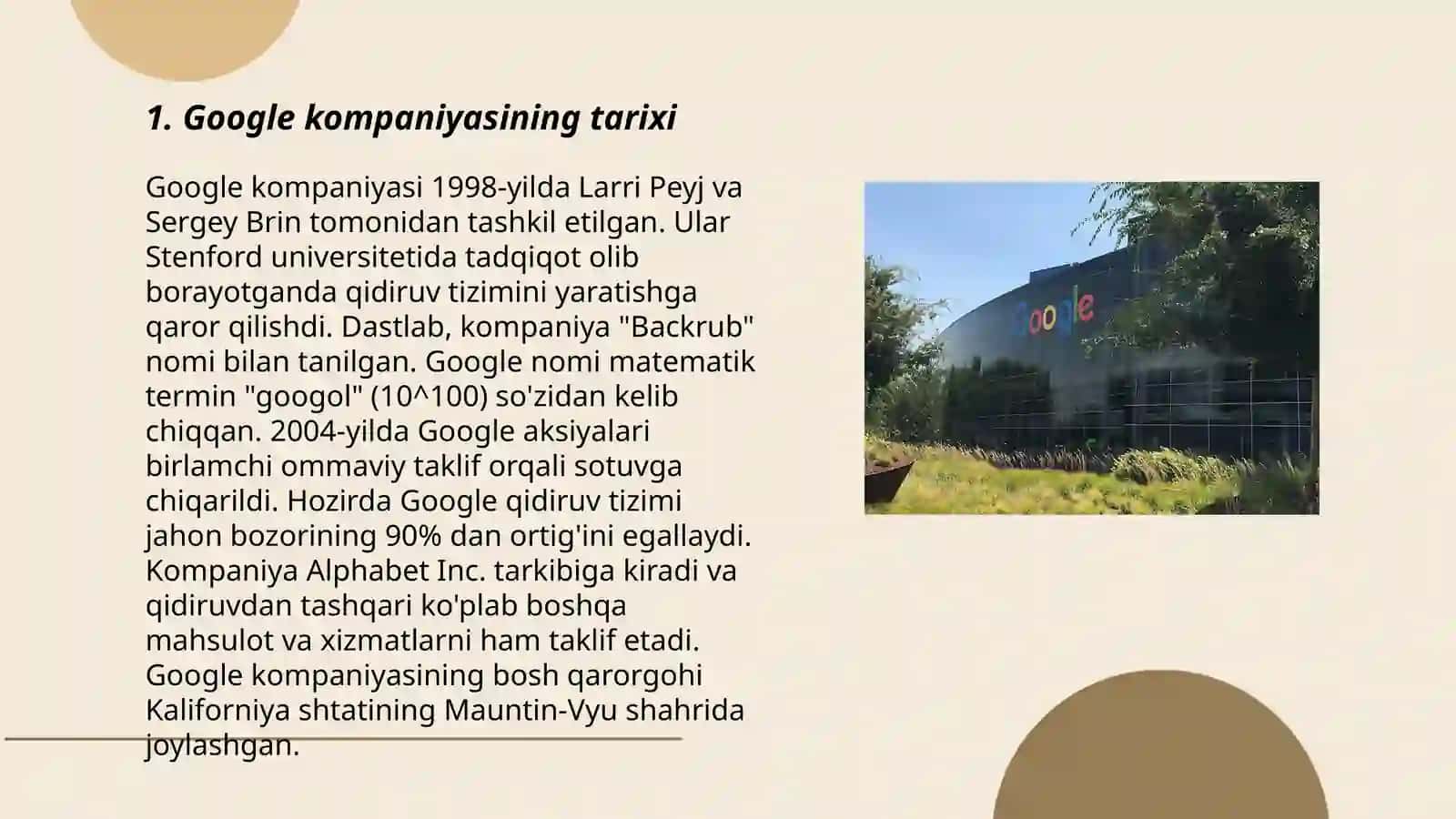 GOOGLE HAQIDA MA'LUMOT 3