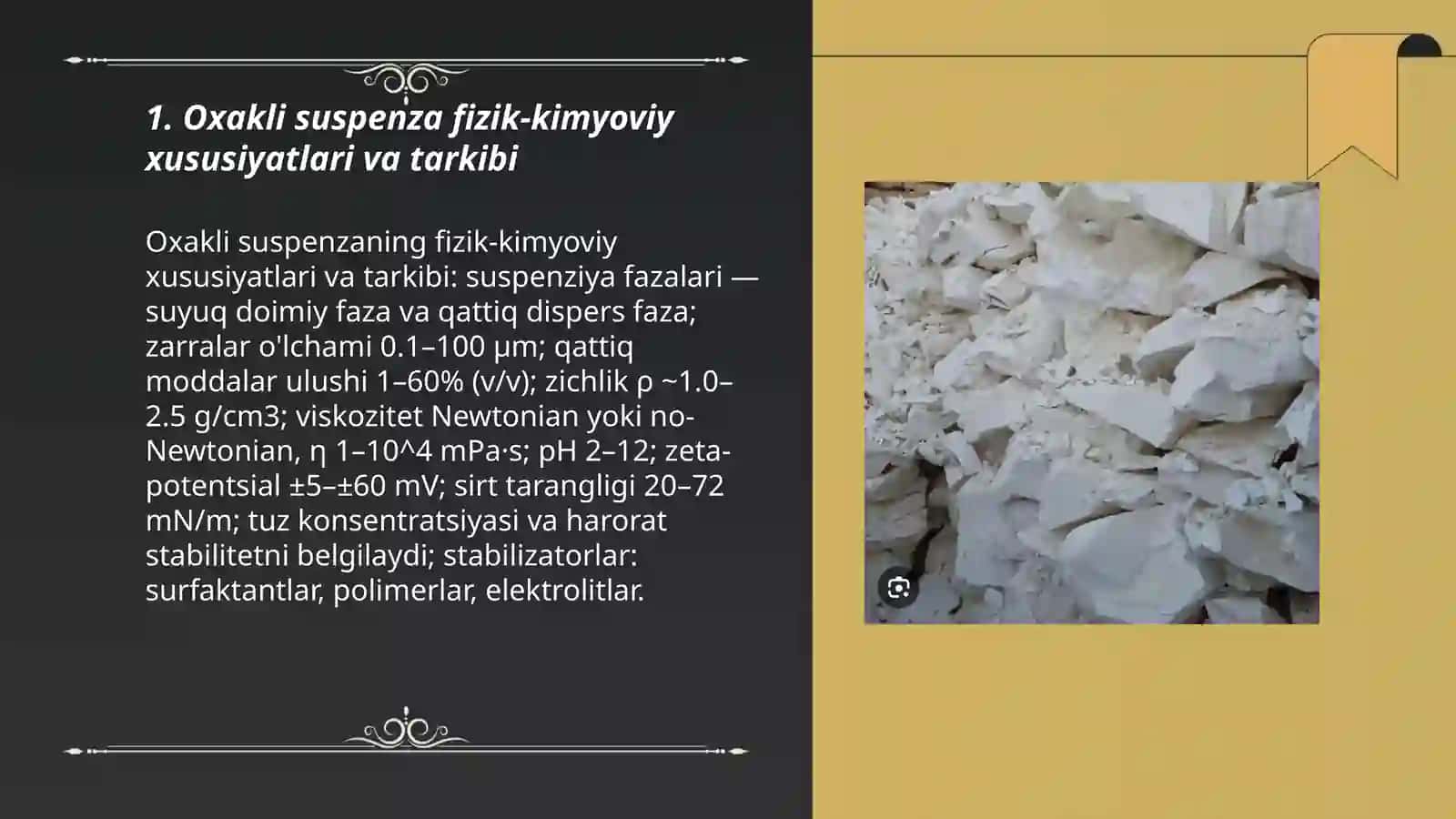 Oxakli suspenza olishining fizik kimyoviy asoslari Texnologik sxemalar va aparaturalar 3