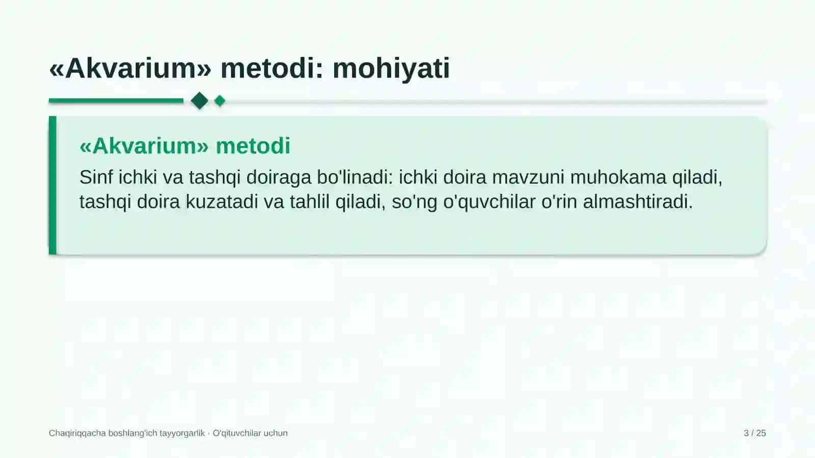 chaqiriqqacha boshlang'ich tayyorgarlik darslarida akvarium metodidan foydalanish 9576 3