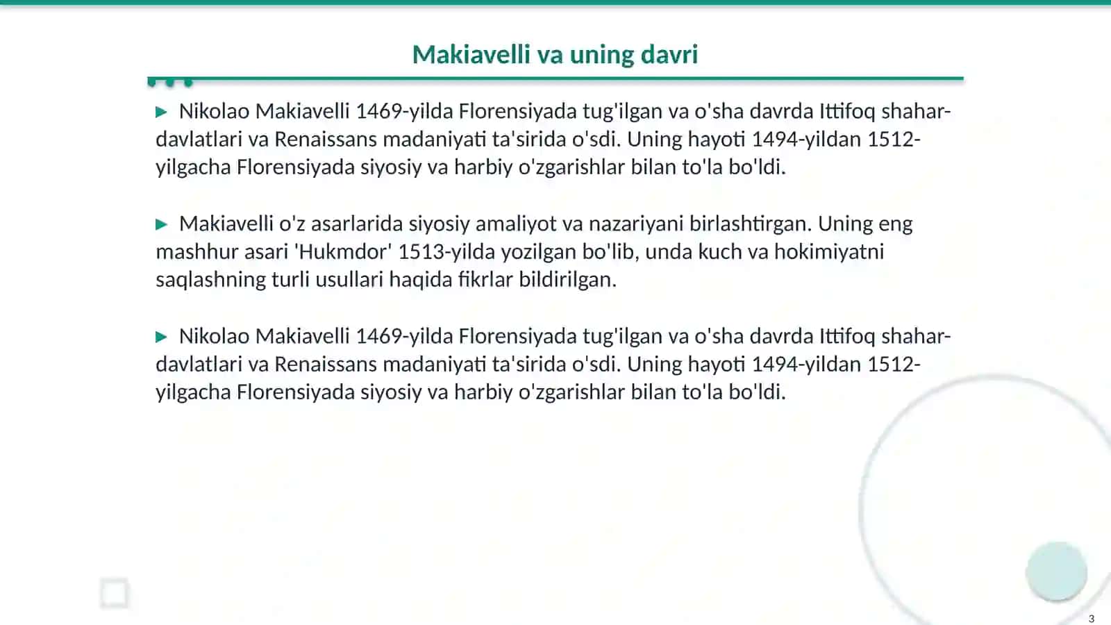 Makiavellinning “Hukmdor”asari 3