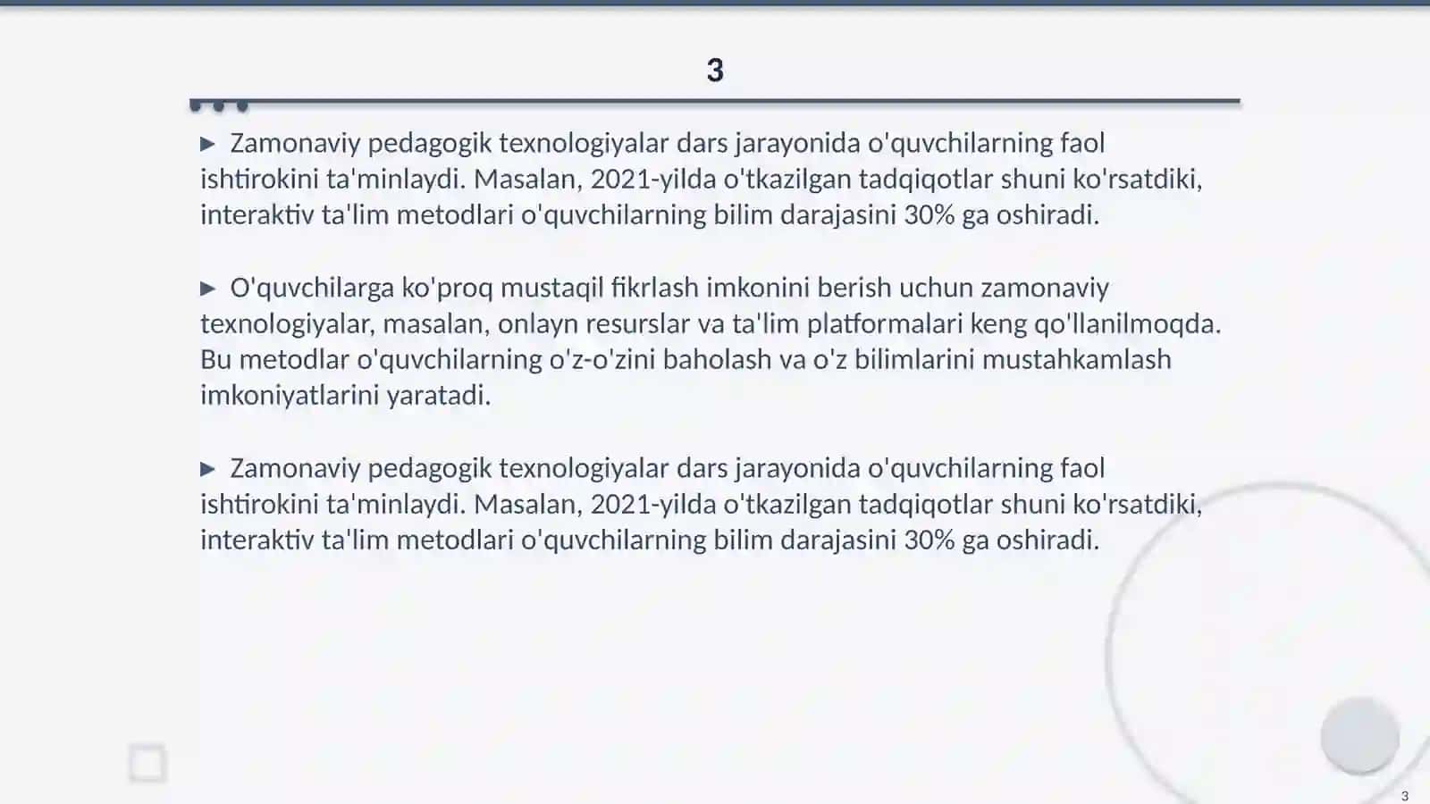 Darsda zamonaviy pedagogik texnalogiyalardan foydalanish 3