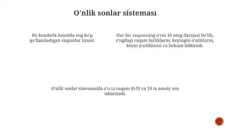 O'nlik Sonlar Sisteması 3