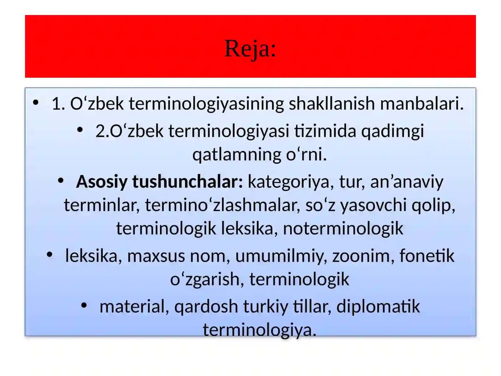 “O’zbekterminologiyasi” fanidan seminar mashg’uloti 3