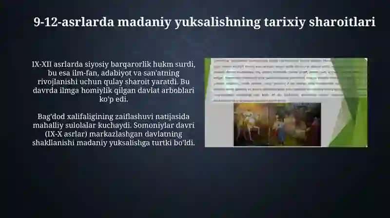 9-12-asrlar dagi madaniy yuksalish 3