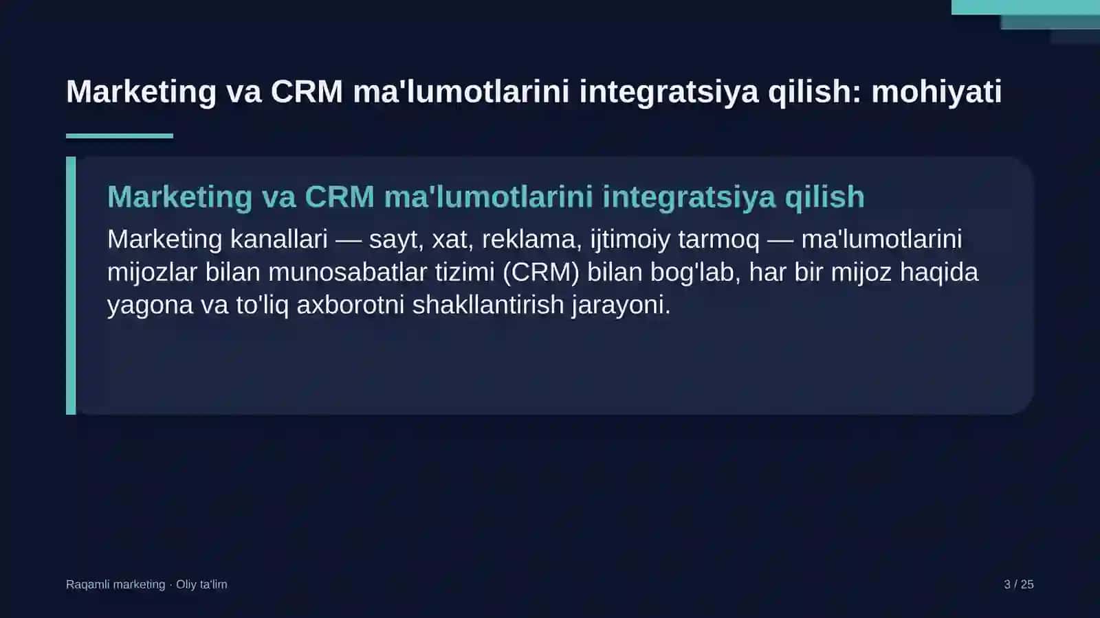 Elektr podstansiyalarida marketing va CRM ma'lumotlarini integratsiya qilish 3
