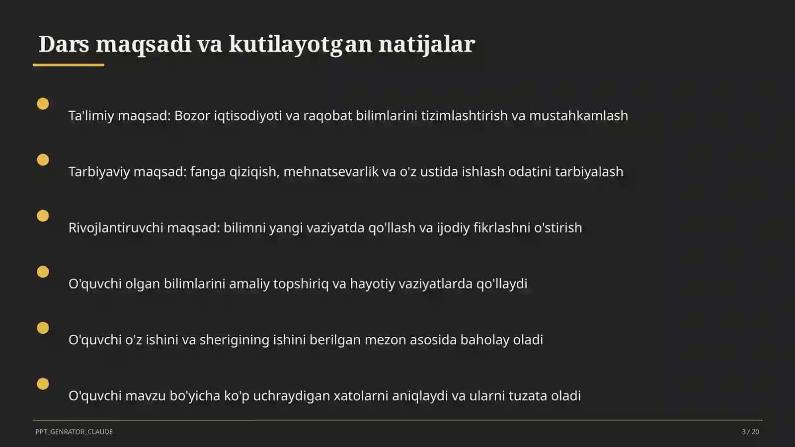 Bozor iqtisodiyoti va raqobat (10-sinf) 3