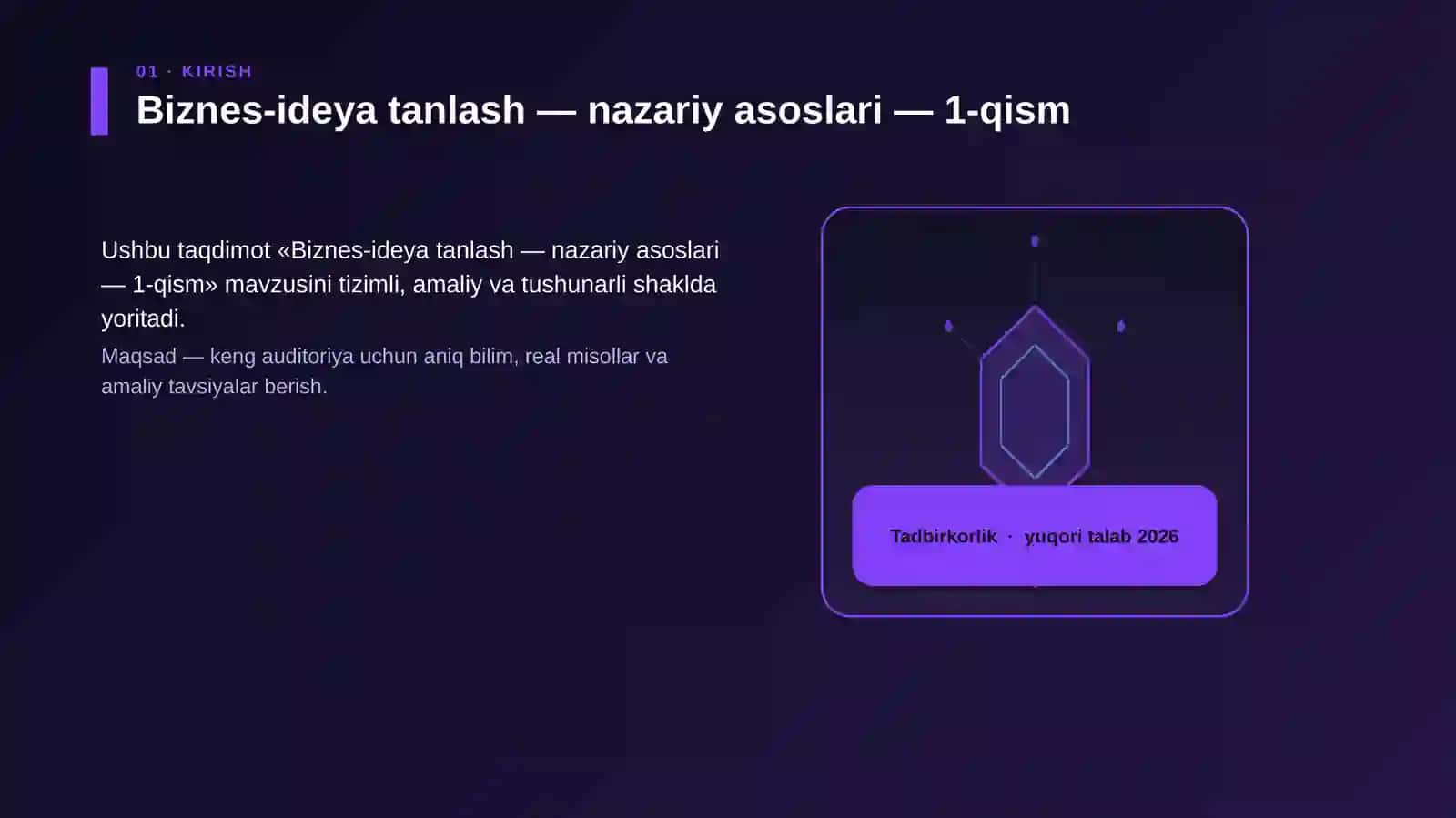 Biznes-ideya tanlash — nazariy asoslari — 1-qism 3