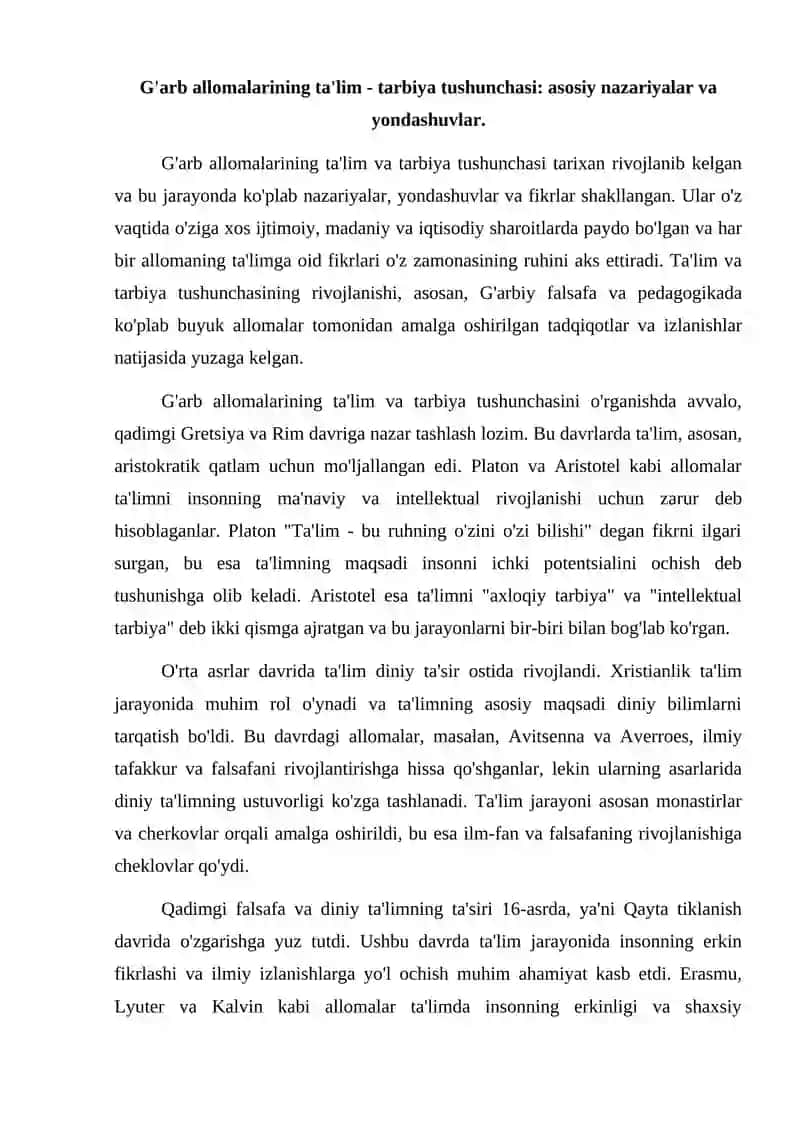 G'arb allomalarining ta'lim - tarbiyaga oid fikrlari 3