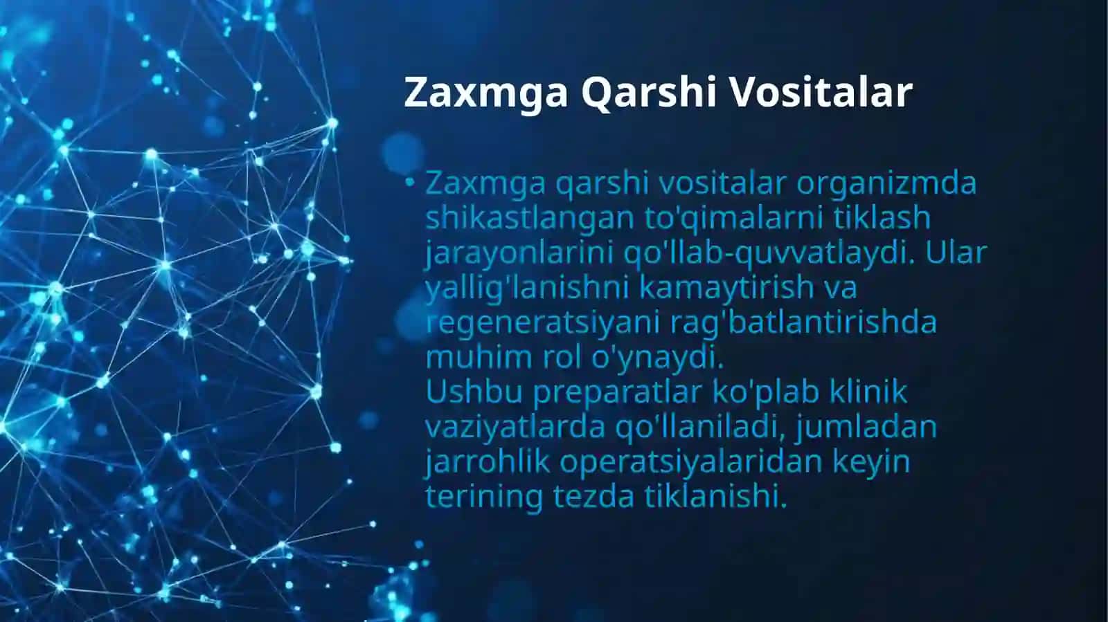 Zaxmga qarshi vositalar. Regenerantlar va reparantlar 3